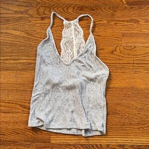 Abercrombie & Fitch Gray and White Lace Pajama Top